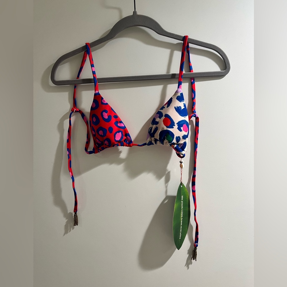 NWT Farm Rio leopard pop triangle bikini top